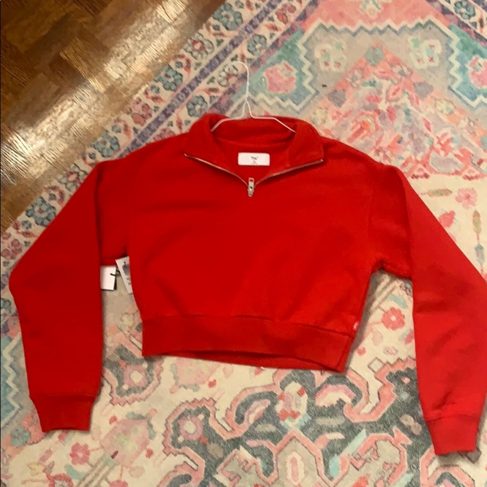 TNA Cropped “Warm Up Sweater”, Red